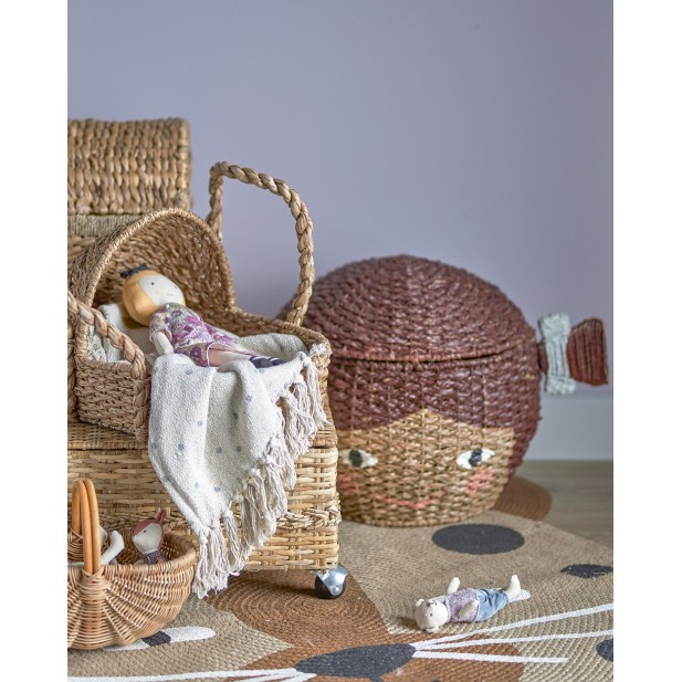 Cesta con Tapa LILL, Marrón, Fibra...