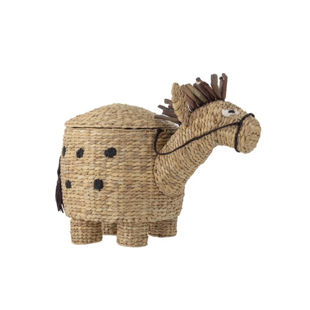 Cesta con Tapa BOBBI, Jacinto de Agua Natural - Bloomingville