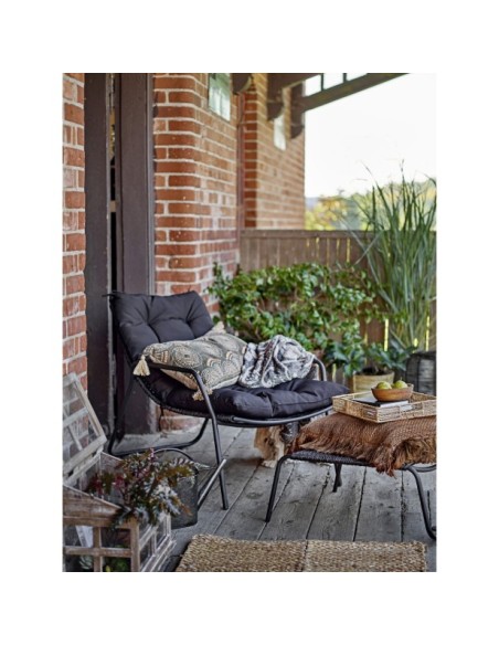 Tumbona con Taburete BOEL, Negro, Metal - Bloomingville