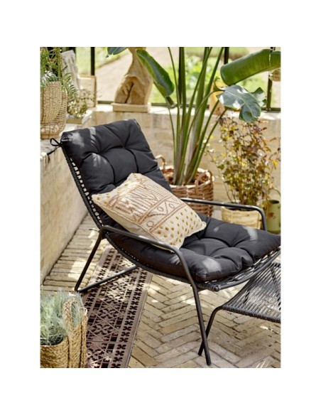 Tumbona con Taburete BOEL, Negro, Metal - Bloomingville