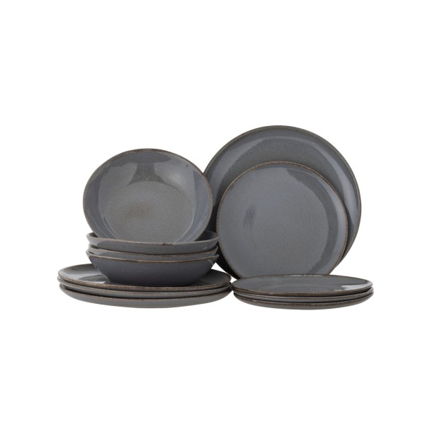 Juego de Vajilla SANDRINE, Gris, Gres - Bloomingville