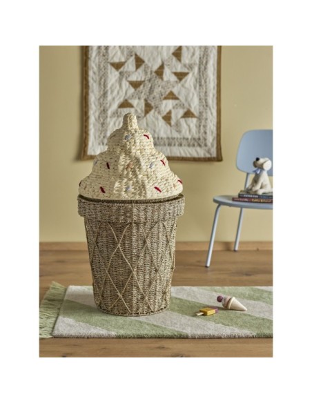 Cesta con Tapa CILLIE, Jacinto de Agua Natural - Bloomingville