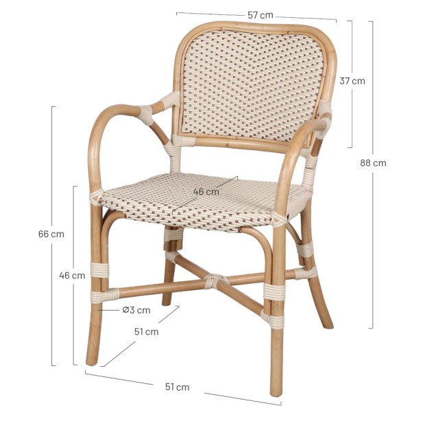 Silla DANICA, ratán natural