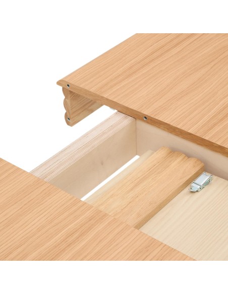 Mesa extensible Lenon chapa y madera maciza de roble FSC MIX Credit natural 160(200)x90 cm