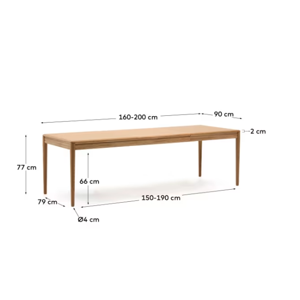 Mesa extensible Lenon chapa y madera...