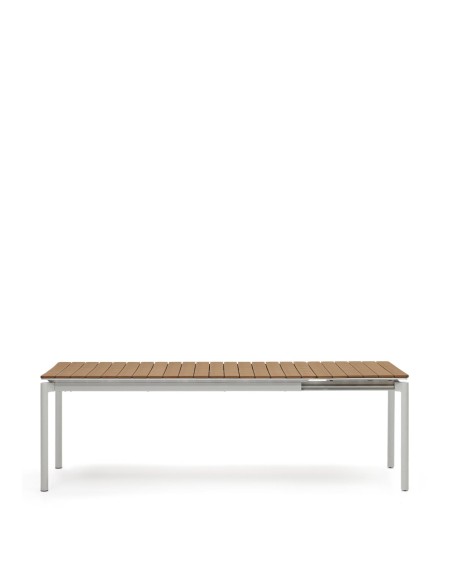 Mesa extensible de exterior Canyelles de polimadera y aluminio gris claro 180(240) x 100 cm - Kave Home