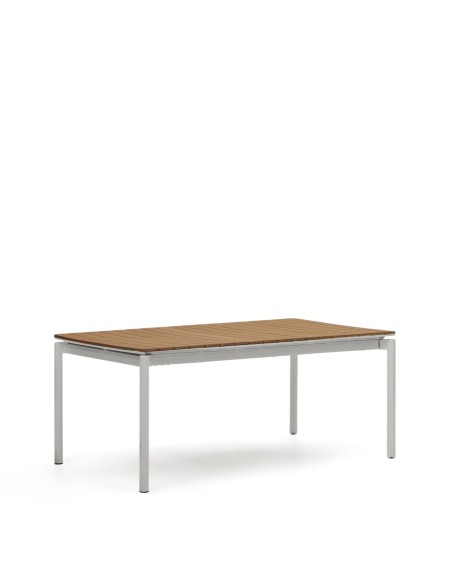 Mesa extensible de exterior Canyelles de polimadera y aluminio gris claro 180(240) x 100 cm - Kave Home