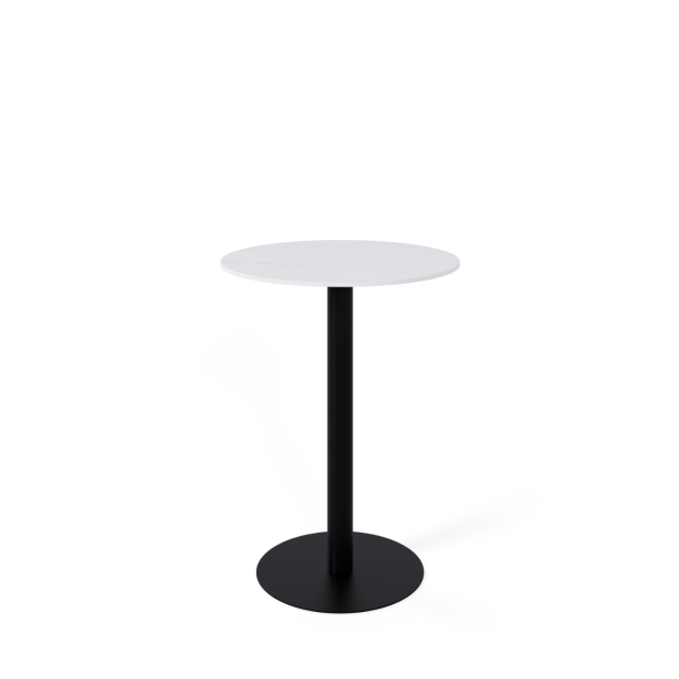 Mesa Alta Ext ANNE Ø70x96 cm, Porcelánico Blanco/Metal Negro - Vackart