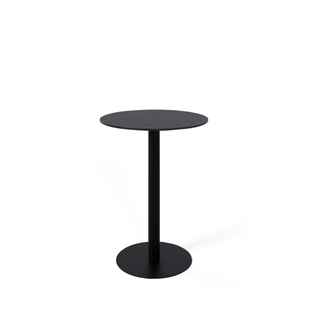 Mesa Alta Ext ANNE Ø70x96 cm, Porcelánico Negro/Metal Negro - Vackart