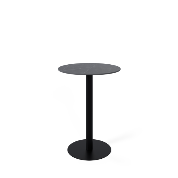 Mesa Alta Ext ANNE Ø70x96 cm, Porcelánico Gris / Metal Negro - Vackart