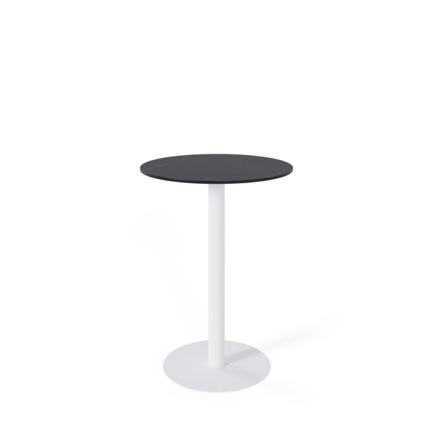 Mesa Alta Ext ANNE Ø70x96cm, Porcelánico Negro/Metal Blanco - Vackart