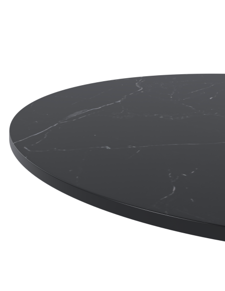 Mesa Alta Exterior ANNE Ø70x96 cm, Porcelánico Negro / Metal Blanco