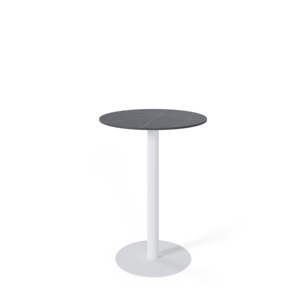 Mesa Alta Ext ANNE Ø70x96cm, Porcelánico Gris / Metal Blanco - Vackart