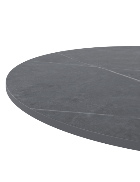 Mesa Alta Exterior ANNE Ø70x96 cm, Porcelánico Gris / Metal Blanco