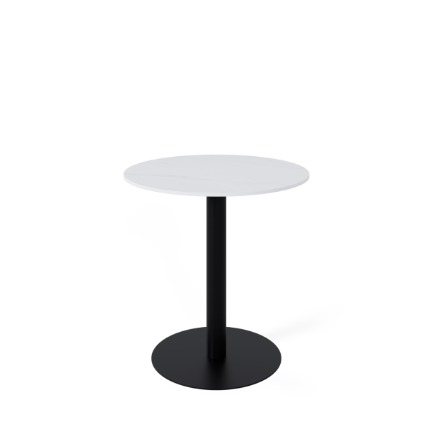 Mesa Exterior ANNE Ø70x75 cm, Porcelánico Blanco/Metal Negro - Vackart