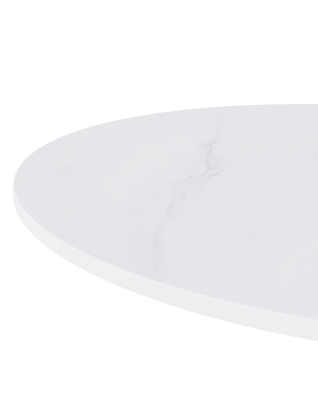 Mesa Exterior ANNE Ø70x75 cm, Porcelánico Blanco / Metal Negro