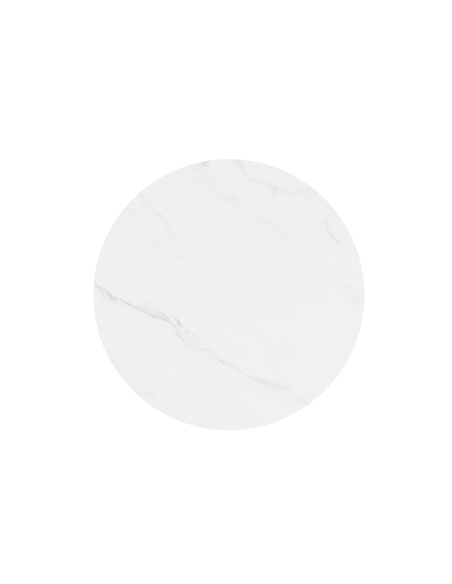 Mesa Exterior ANNE Ø70x75 cm, Porcelánico Blanco / Metal Negro