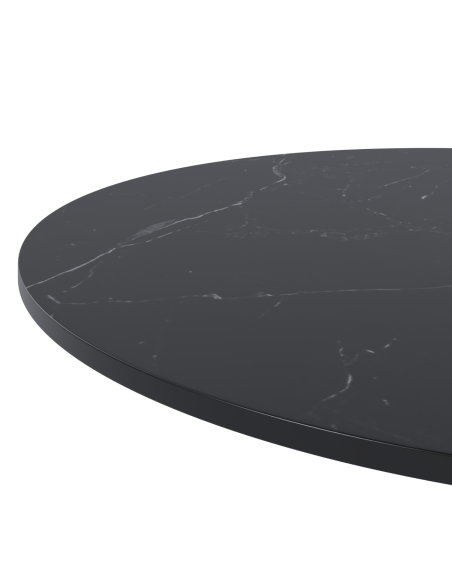 Mesa Exterior ANNE Ø70x75 cm, Porcelánico Negro / Metal Negro