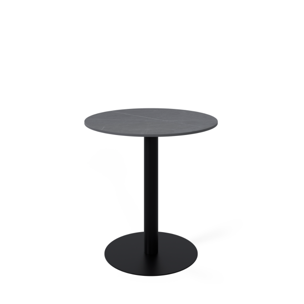 Mesa Exterior ANNE Ø70x75 cm, Porcelánico Gris / Metal Negro - Vackart