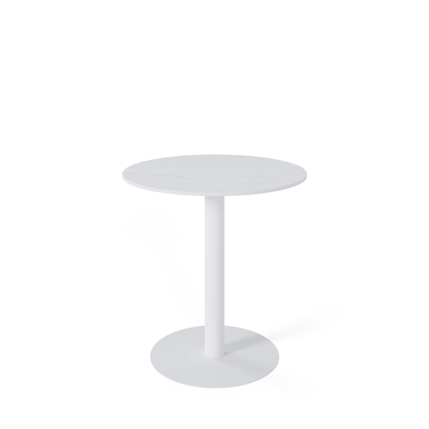 Mesa Exterior ANNE Ø70x75cm, Porcelánico Blanco/Metal Blanco - Vackart