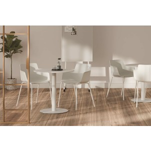 Mesa Exterior ANNE Ø70x75cm, Porcelánico Blanco/Metal Blanco - Vackart 2