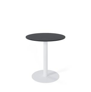 Mesa Exterior ANNE Ø70x75cm, Porcelánico Negro/Metal Blanco - Vackart