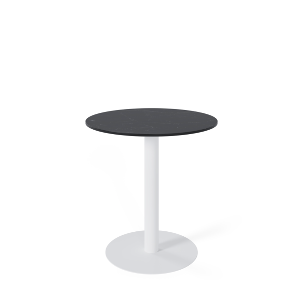 Mesa Exterior ANNE Ø70x75cm, Porcelánico Negro/Metal Blanco - Vackart