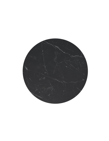 Mesa Exterior ANNE Ø70x75 cm, Porcelánico Negro / Metal Blanco