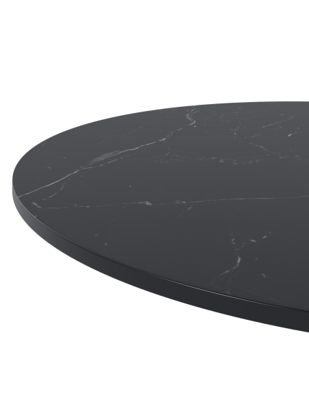 Mesa Exterior ANNE Ø70x75 cm, Porcelánico Negro / Metal Blanco