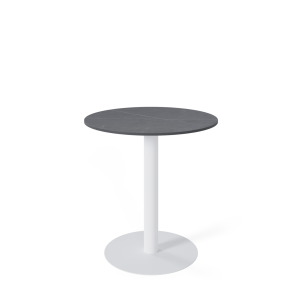 Mesa Exterior ANNE Ø70x75cm, Porcelánico Gris / Metal Blanco - Vackart