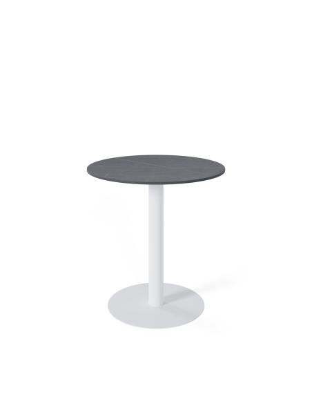 Mesa Exterior ANNE Ø70x75cm, Porcelánico Gris / Metal Blanco - Vackart