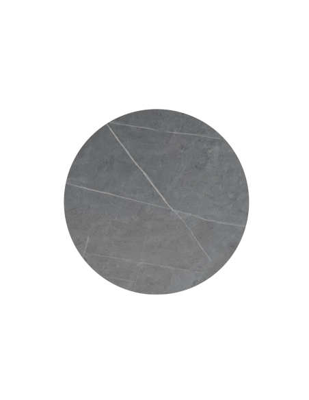 Mesa Exterior ANNE Ø70x75 cm, Porcelánico Gris / Metal Blanco