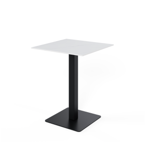 Mesa Alta Ext HELLE 70x70x96cm, Porcelánico Blanco/Metal Negro-Vackart