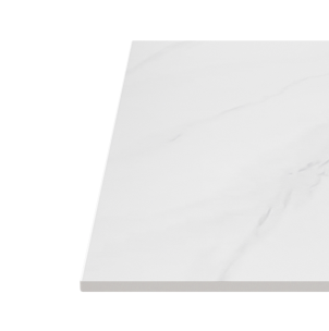 Mesa Alta Ext HELLE 70x70x96cm, Porcelánico Blanco/Metal Negro-Vackart 2