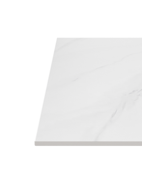 Mesa Alta Exterior HELLE 70x70x96 cm, Porcelánico Blanco / Metal Negro