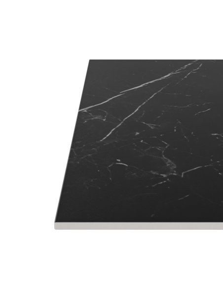 Mesa Alta Exterior HELLE 70x70x96 cm, Porcelánico Negro / Metal Negro