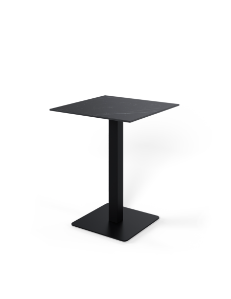 Mesa Alta Ext HELLE 70x70x96 cm, Porcelánico Negro/Metal Negro-Vackart