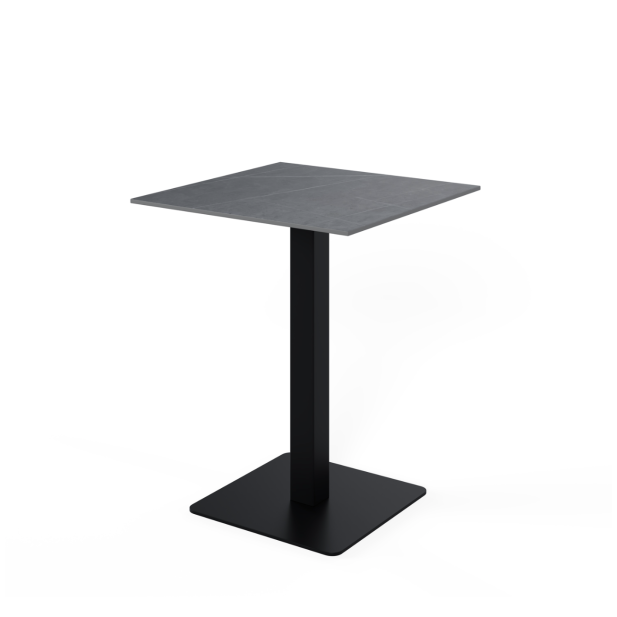 Mesa Alta Ext HELLE 70x70x96 cm, Porcelánico Gris/Metal Negro -Vackart