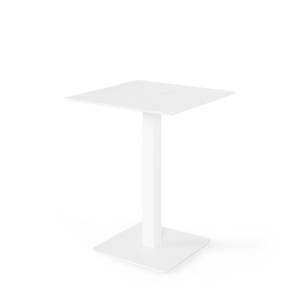 Mesa Alta Ext HELLE 70x70x96 cm, Porcelánico Blanco / Metal - Vackart