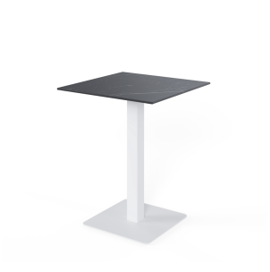 Mesa Alta Ext HELLE 70x70x96cm, Porcelánico Negro/Metal Blanco-Vackart