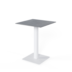 Mesa Alta Ext HELLE 70x70x96cm, Porcelánico Gris/Metal Blanco- Vackart