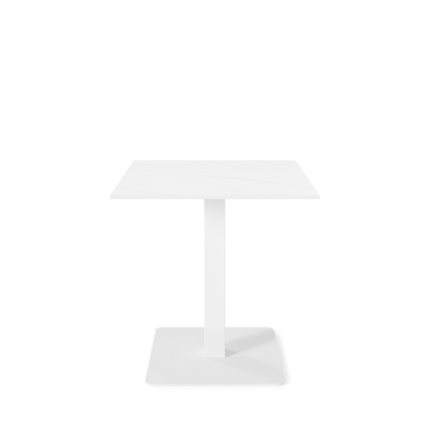 Mesa Ext HELLE 70x70x75 cm, Porcelánico Blanco / Metal Blanco - Vackart