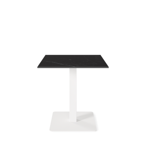 Mesa Ext HELLE 70x70x75 cm, Porcelánico Negro / Metal Blanco - Vackart