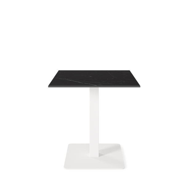 Mesa Ext HELLE 70x70x75 cm, Porcelánico Negro / Metal Blanco - Vackart