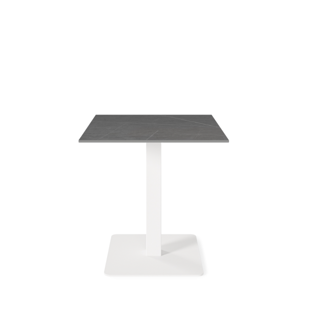 Mesa Ext HELLE 70x70x75 cm, Porcelánico Gris / Metal Blanco - Vackart