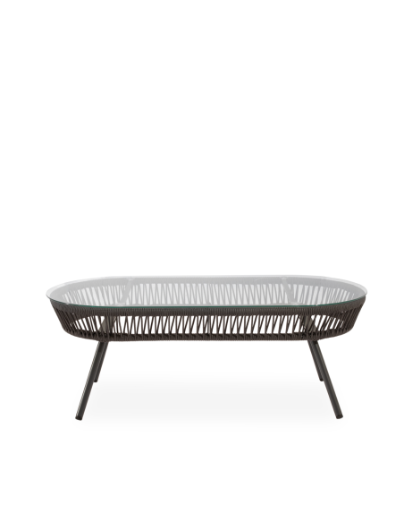 Conjunto de Jardín LUFT 4 Piezas / Sofá + Sillones + Mesa de Centro, Cuerda / Metal Gris Oscuro