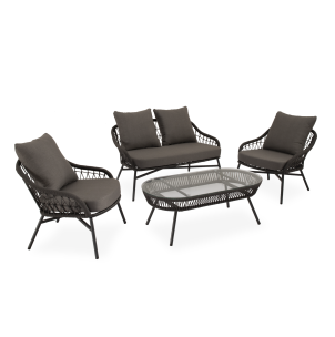 Conjunto Jardín LUFT 4 P/Sofá+Sillones+Mesa Centro, Gris Osc - Vackart