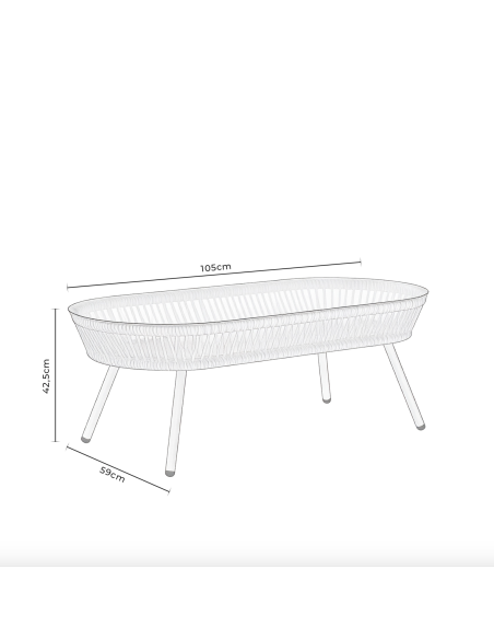 Conjunto de Jardín LUFT 4 Piezas / Sofá + Sillones + Mesa de Centro, Cuerda / Metal Beige