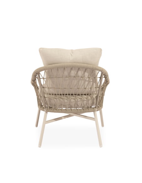 Conjunto de Jardín LUFT 4 Piezas / Sofá + Sillones + Mesa de Centro, Cuerda / Metal Beige