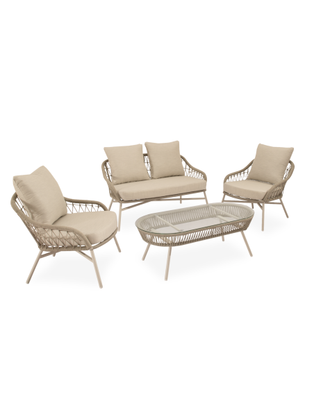 Conjunto de Jardín LUFT 4 P/Sofá+Sillones+Mesa Centro, Beige - Vackart